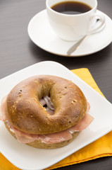 Bagel with uncured ham