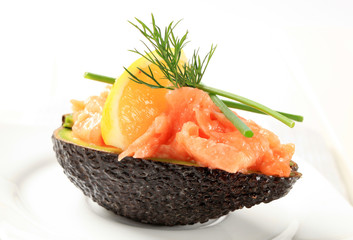Fresh avocado and salmon tartare