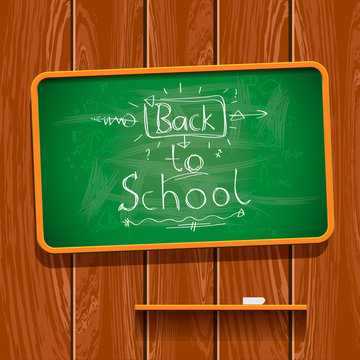 Back to school, chalkwriting on blackboard, vector Eps10 image.