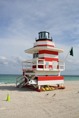 Fototapeta premium Colorful lifeguard station in South Beach