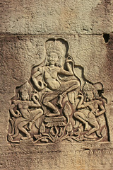 Apsara dancers wall carving, Bayon temple, Cambodia