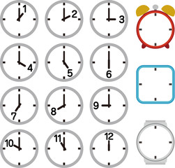 1時間ごとの時計と枠