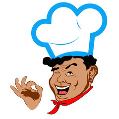 Happy humor Chef Face. Restaurant business. Vector