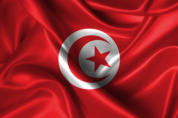 Wavy Flag of Tunisia - obrazy, fototapety, plakaty