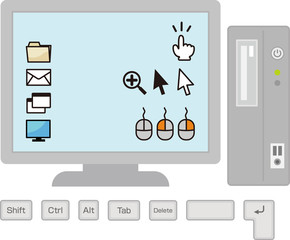 デスクトップパソコンとアイコン