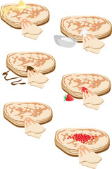 pancakes with different stuffings in vector