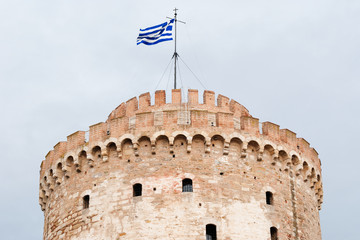 The top of the white tower of Thessaloniki