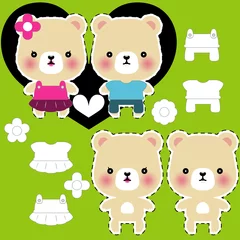 Türaufkleber Teddybärpaar mit verschiedenen Kleidern © laias