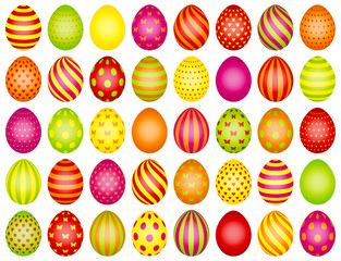 40 Colored Easter Eggs Pattern Green