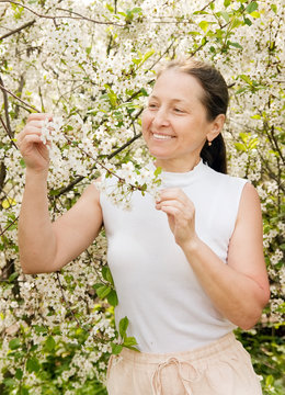 mature woman in spring