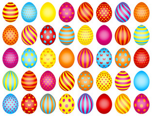 40 Colored Easter Eggs Pattern Blue
