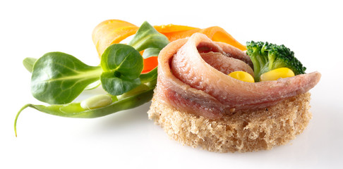 anchovies fillet with bread