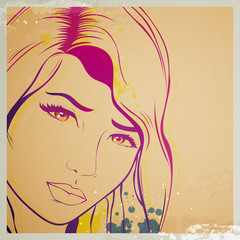 Vector Illustration of an Abstract Woman Portrait