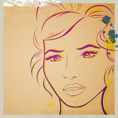 Vector Illustration of an Abstract Woman Portrait