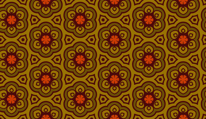 Green pattern with flowers