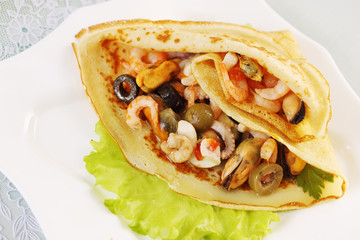 seafood in pancake
