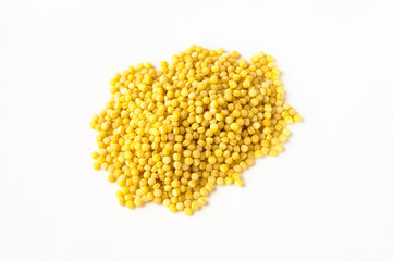 A heap of couscous, isolated on white background