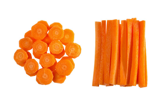 Fresh carrots, sliced and carrot sticks