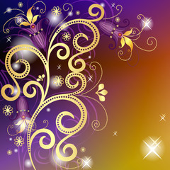 Gold and violet floral frame