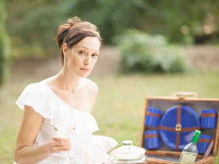 Beautiful woman in the garden