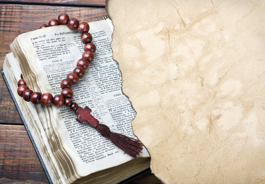 bible with rosary