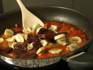 Tomato sauce, banana, chocolate