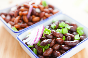 Two types of cooked beans