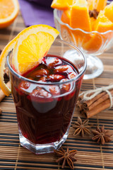 Mulled wine with slice of orange