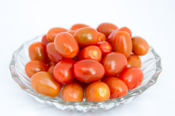 Tomatoes in a glass tray