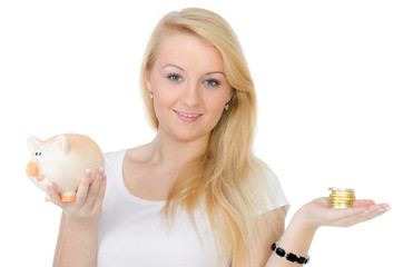 studentin spart fleißig