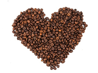 Heart of coffee beans
