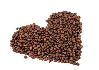 Heart of coffee beans