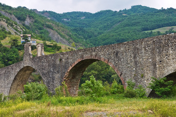 Hunchback bridge. Bobbio. Emilia-Romagna. Italy.