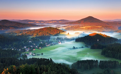Mountain nature sunset in Czech republic - Saxony - obrazy, fototapety, plakaty