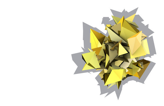3d abstract yellow spiked electric shape