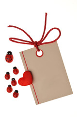 blank label with red ribbon