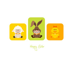 Schaf, Hase & Ente Gelb/Grün/Orange
