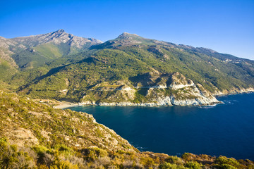 Fototapeta na wymiar On the way in Cap Corse, Corsica, France