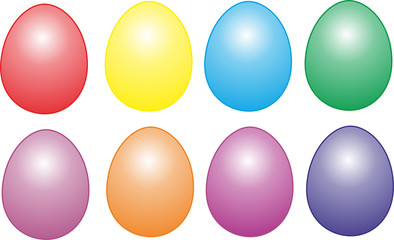 set of colored eggs