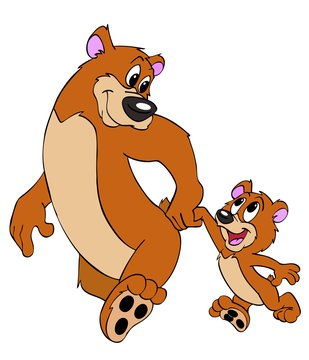 cartoon bears walking together clip art preview
