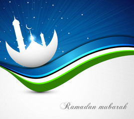 Fototapeta na wymiar Ramadan Kareem jasny niebieski kolorowe wektora fali