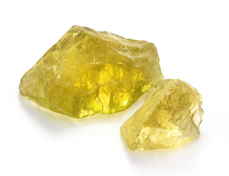 Rough Citrine Gems Isolated on White Background