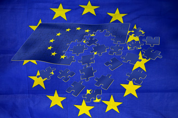 EU flag and european puzzle. Europe.
