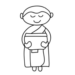 cartoon hand drawing buddhist monks