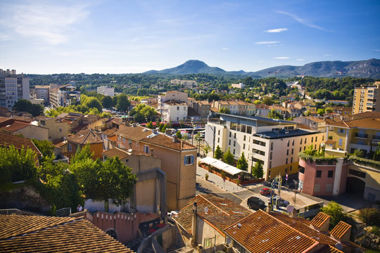 city centre of Aubagne, near Marseille, France