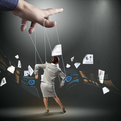 Business woman marionette