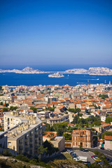 Fototapeta premium areal view on Marseille from mountian, France