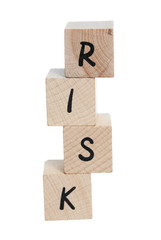 Risk Tower Spelt With Wooden Blocks.