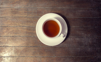 Overhead shot of a cup of tea