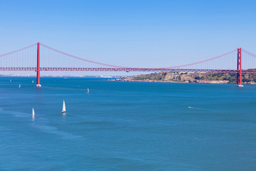 25 de Abril bridge over Tagus river in Lisboa, Portugal